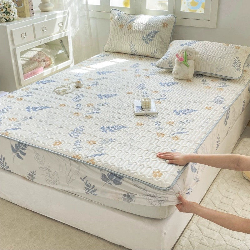 Ice silk latex cool mat three-piece set summer dormitory single summer cool mat home air conditioning soft mat washable foldable
