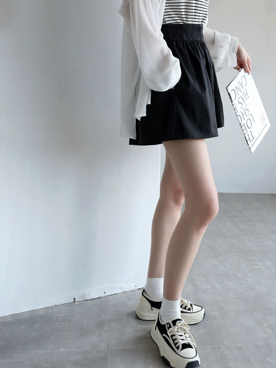 Warmo good version French bud design 2024 summer loose white wide-leg shorts women's casual culottes