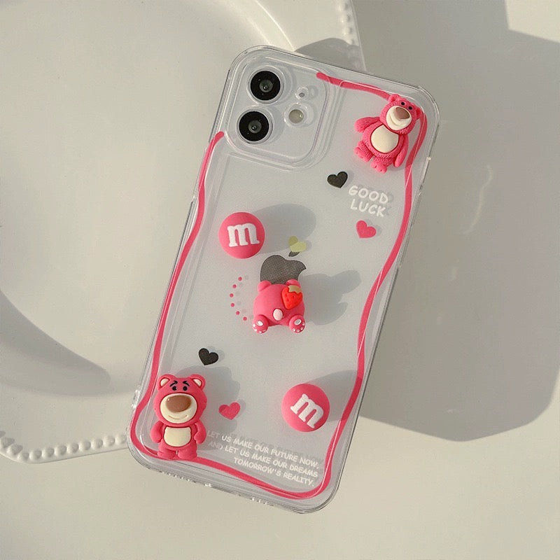 Three-dimensional 3D bear applicable bear case for iphone 13pro max cute casing 14promax 15plus cover protection iPhone 11 mobile phone protective case 14