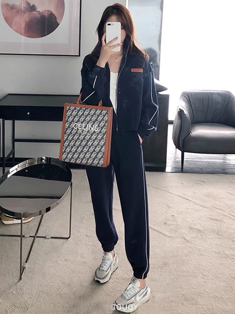 Sportswear suit for women spring and autumn 2023 new loose casual fashion running college style sweatshirt two-piece set with foreign style