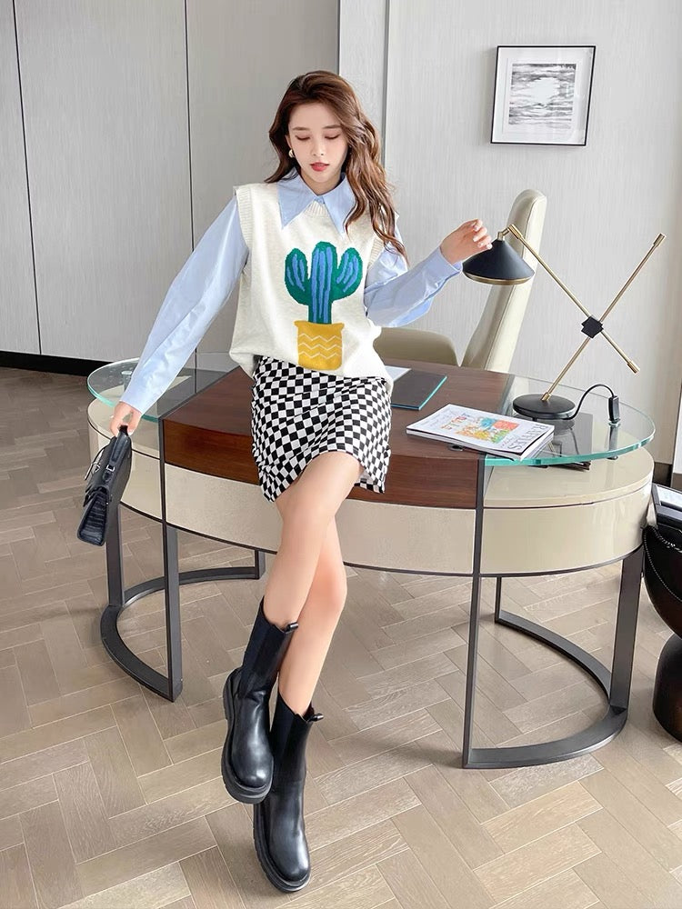 Autumn light mature style women's suit Hong Kong flavor 2023 new style small fragrant vest shirt Yujie street two-piece set autumn T2341