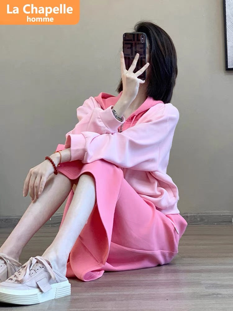 La Chapelle fake two-piece top casual half-length skirt suit for women autumn 2023 new design two-piece set