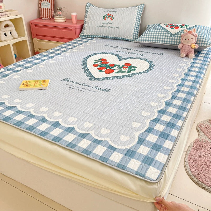 Summer ice silk latex cool mat three-piece bed sheet 2024 new dormitory single air conditioning soft mat machine washable