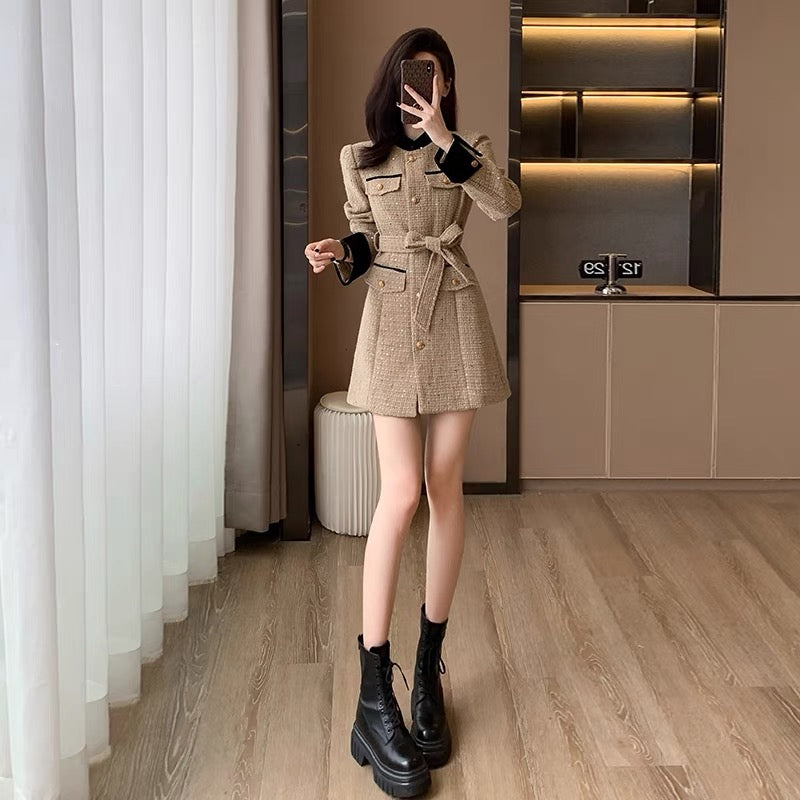 French style small fragrance high-end exquisite dress for women in autumn, small waist, slimming, western style and age-reducing temperament skirt