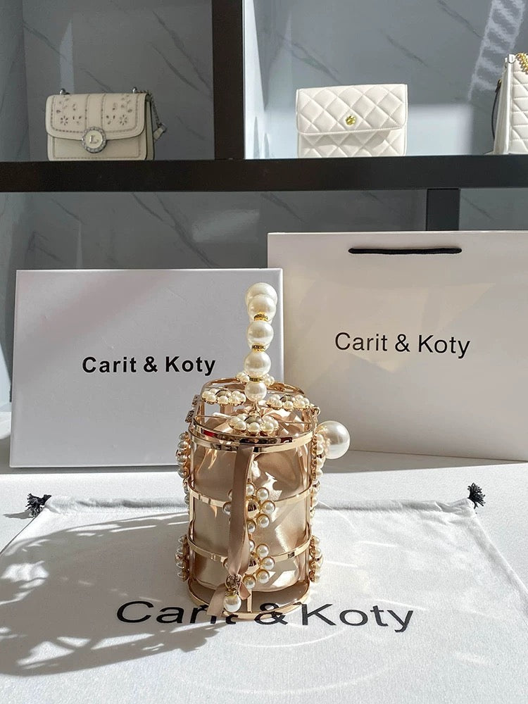 Carit Koty French niche bag 2023 new pearl portable box bag high-end dinner cosmetic bag