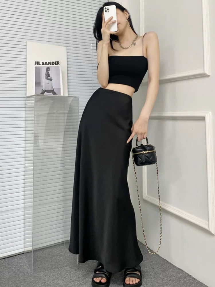 High-grade acetate satin fishtail skirt skirt for women