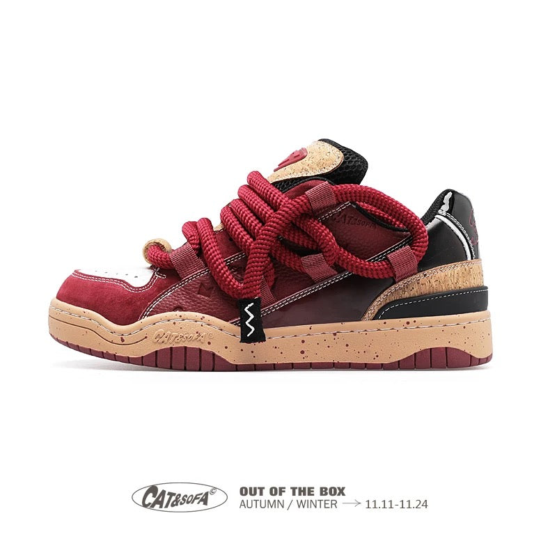 [Same style as Ao Ruipeng] First release of CAT&SOFA/cat and sofa cork wine red new national trend couple sneakers