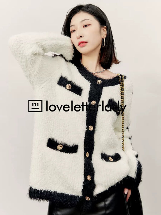 Zhou Liwu Xiaoxiang style knitted cardigan jacket for women spring and autumn new style French high-end temperament short top for ladies