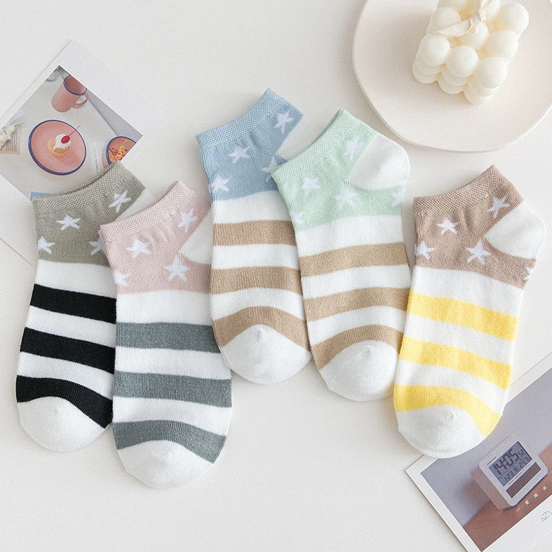Spring and summer thin ins trendy all-match cute cartoon sports sweat-absorbent boat socks college ladies student short socks female