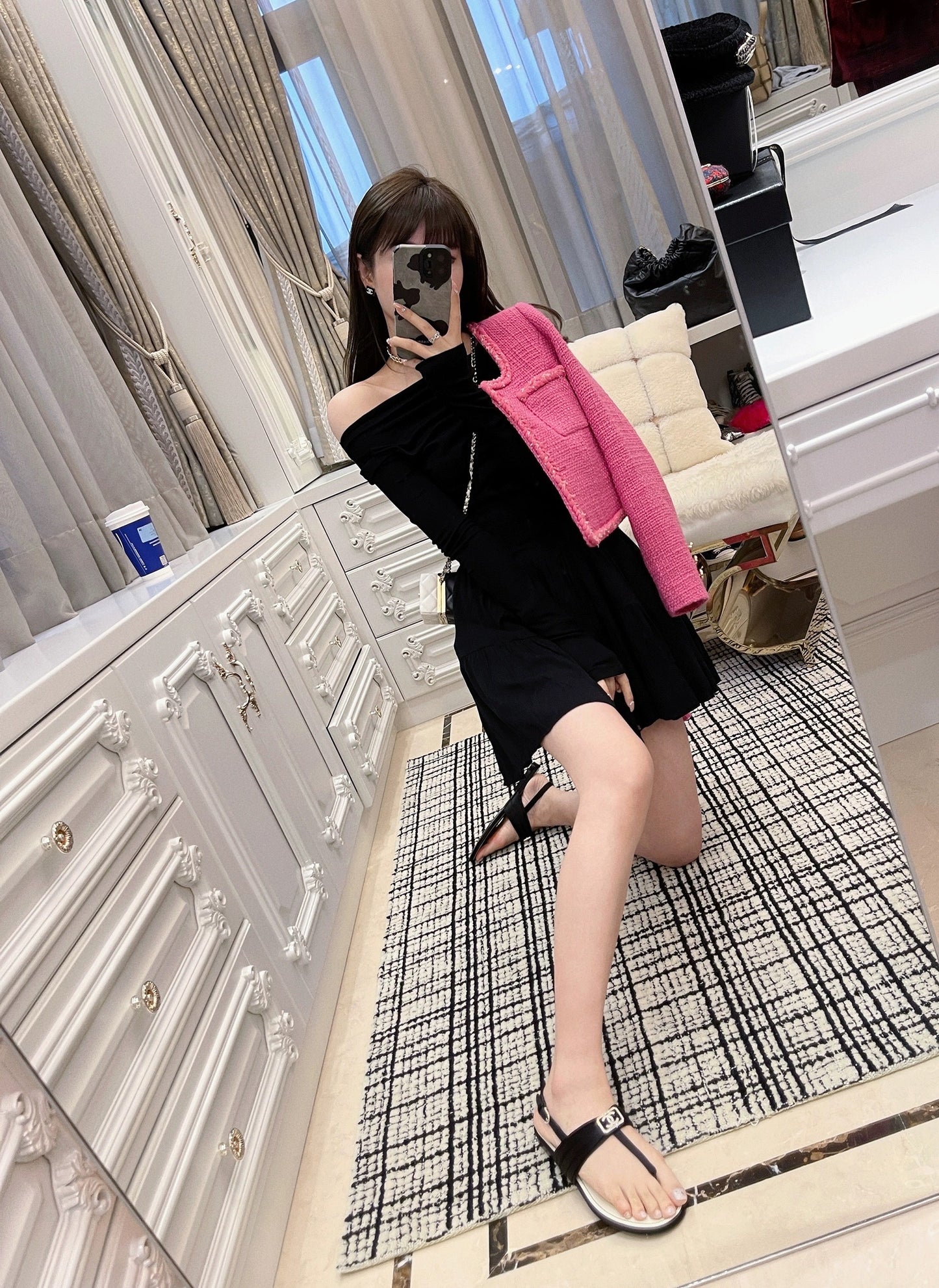 RUBBIT spring new product White rose red small fragrance short coat Temperament age-reducing woolen woven short top female