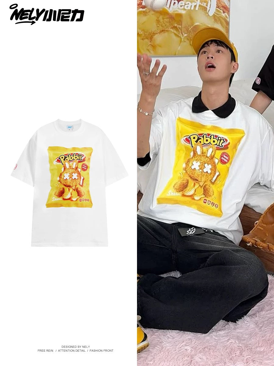 American cartoon cat print round neck short sleeve men and women summer 2025 couple pure cotton t-shirt half sleeve bottoming shirt trend