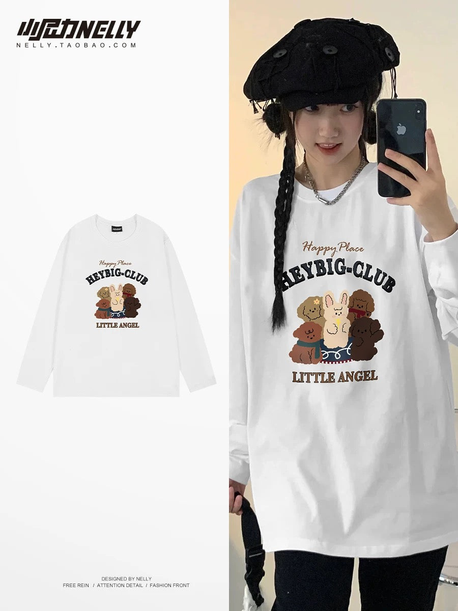 American cartoon cat print round neck short sleeve men and women summer 2025 couple pure cotton t-shirt half sleeve bottoming shirt trend