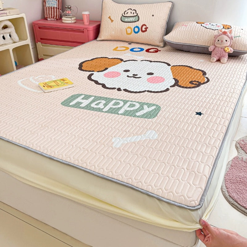 Summer ice silk latex cool mat three-piece bed sheet 2024 new dormitory single air conditioning soft mat machine washable