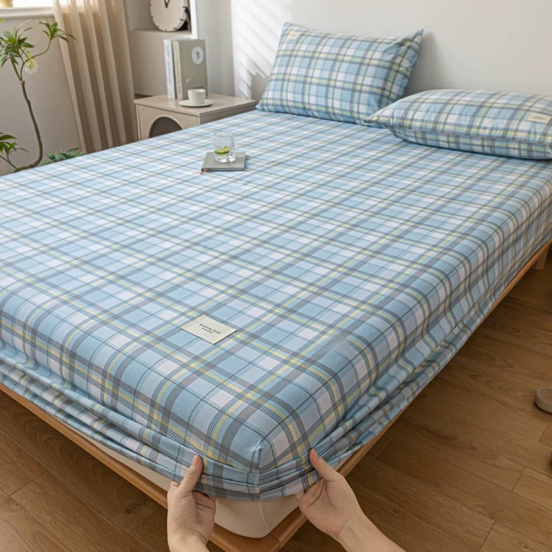 Cotton bed sheet single piece pure cotton bed cover dust cover summer children single mattress anti-slip protective cover three-piece set