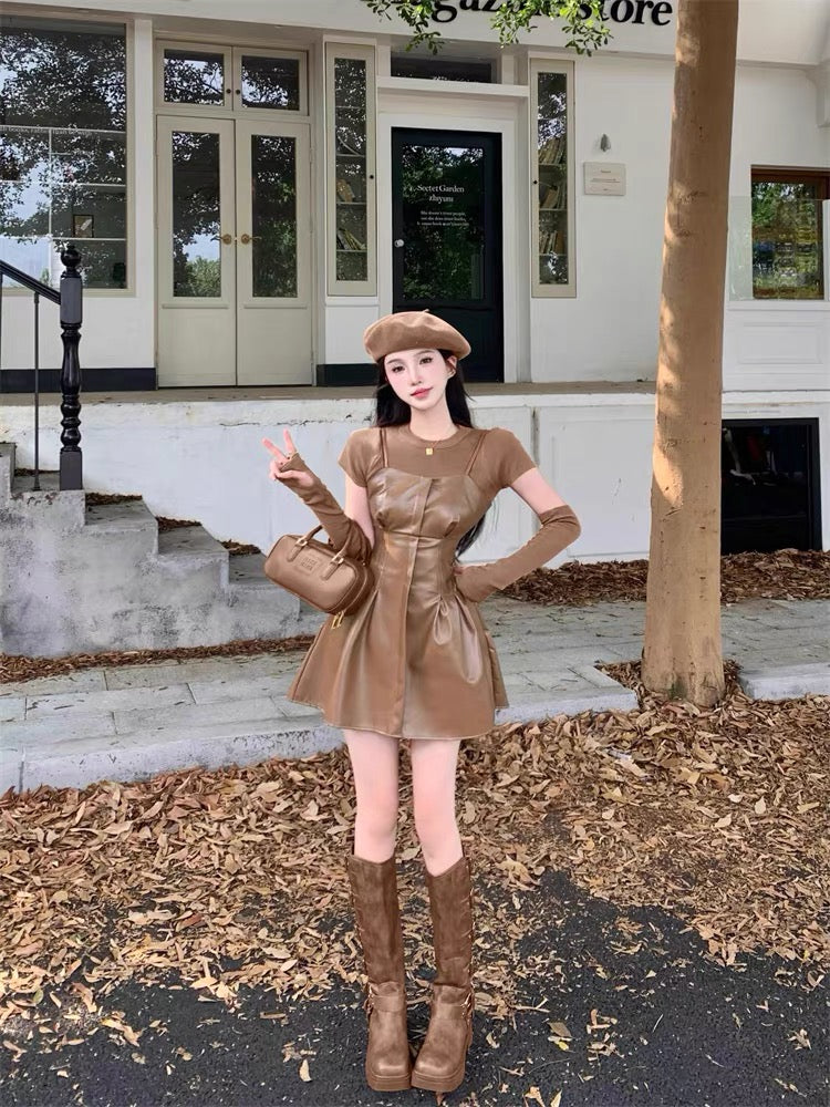 French royal sister high-end niche top leather suspender dress hot gir –  Lee Nhi Boutique