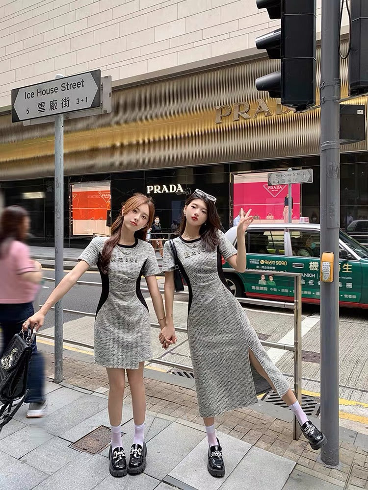Ms. Zhang's temperament socialite slimming dress women's plus size fat mm slim waist long skirt sweet and spicy style A-line skirt summer (D621)