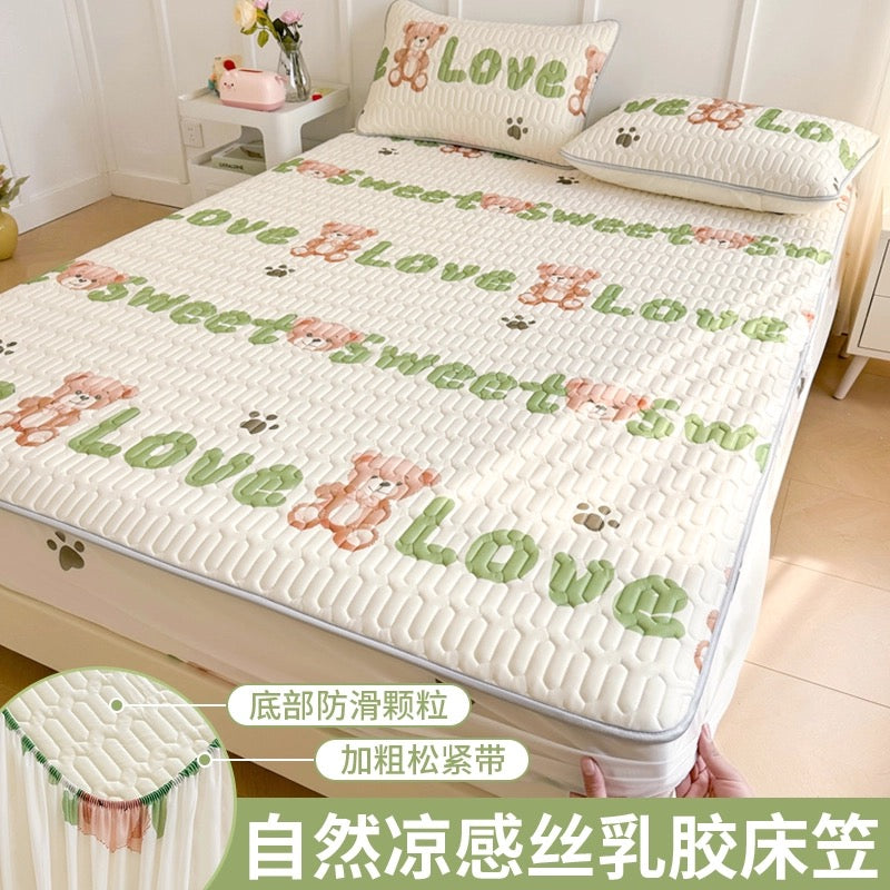 Ice silk latex cool mat three-piece set bed sheet summer bedspread single piece children baby air conditioning mat cool pad washable