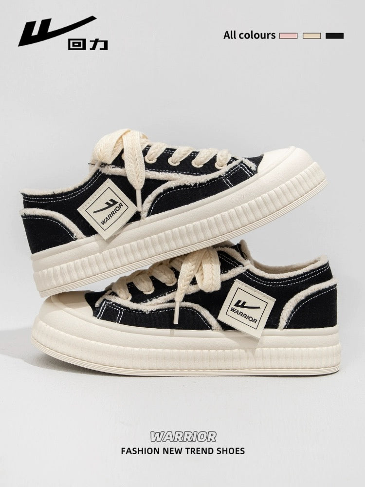 Pull back women's shoes canvas shoes for women 2024 spring new versatile white shoes thick-soled casual sports sneakers for women