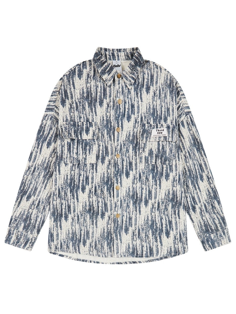 Hong Kong Style Tooling Shirt Men's Long Sleeve Spring and Autumn Trendy Brand Casual Loose Top Youth Japanese Shirt Jacket