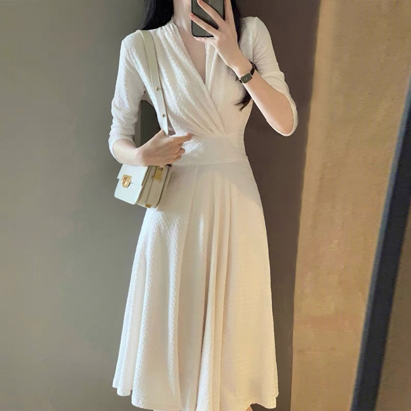 European station autumn and winter new style waist reduction age temperament elegant literary style fairy skirt socialite goddess dress long skirt