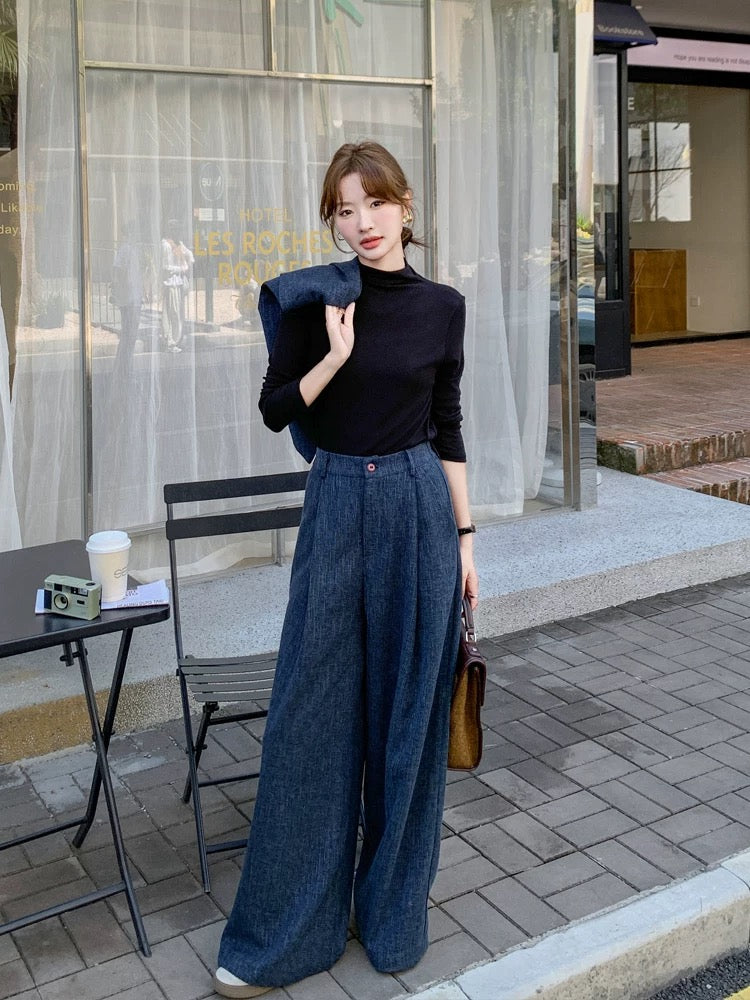 Old money style high-end vest suit for women in early autumn 2024 new Korean style commuting wide-leg pants two-piece suit