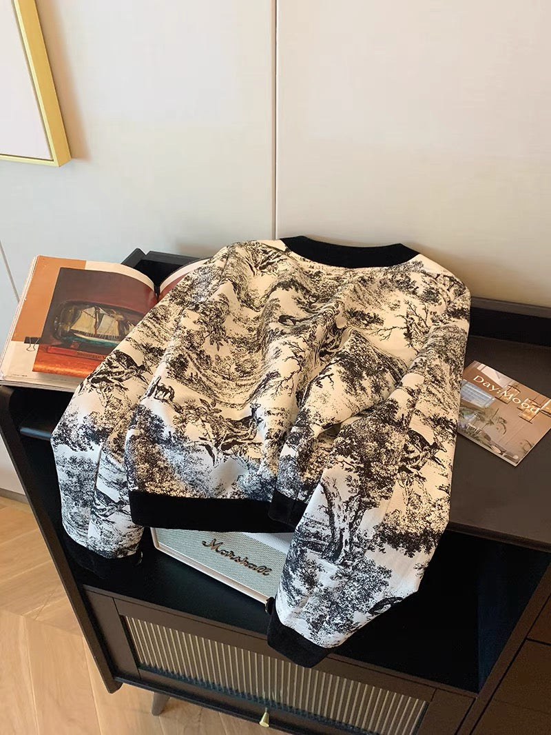 Xiaoxiang style retro jacquard round neck short coat for women autumn 2023 new new Chinese style national style slim top