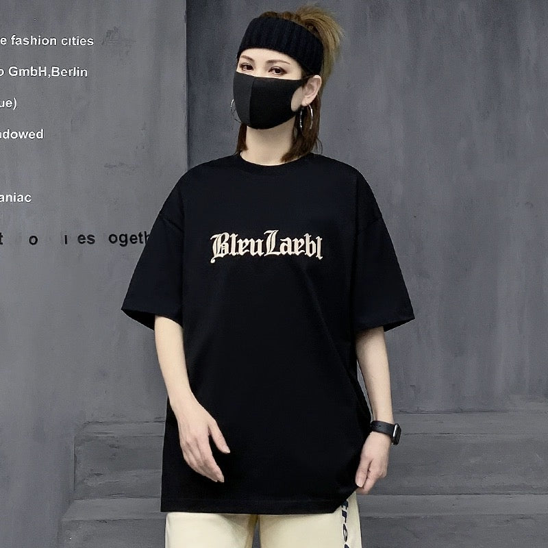 M's trendy brand black American street short-sleeved t-shirt women's summer new half-sleeved inner top hip-hop couple T-shirt