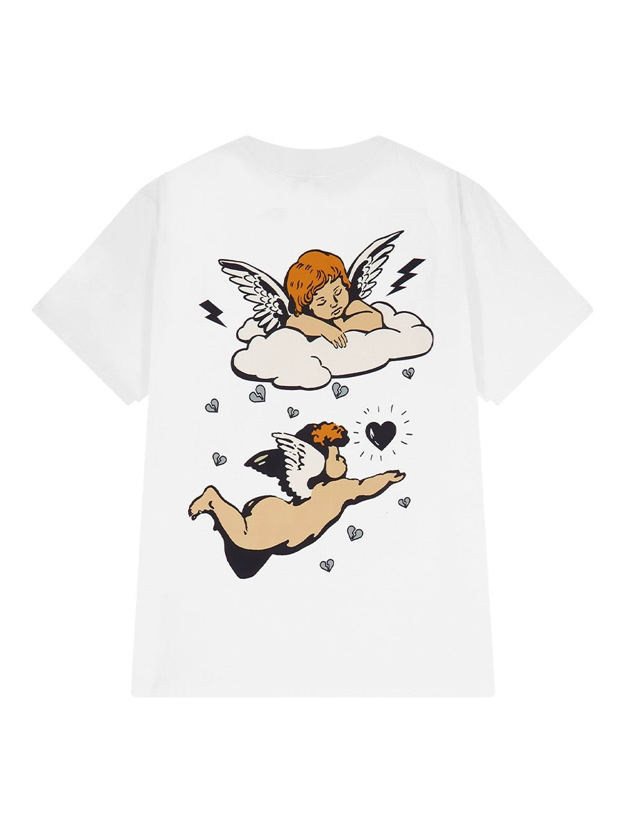 Retro oversize Japanese anime printed short-sleeved T-shirt for men and women summer new versatile niche top trendy ins