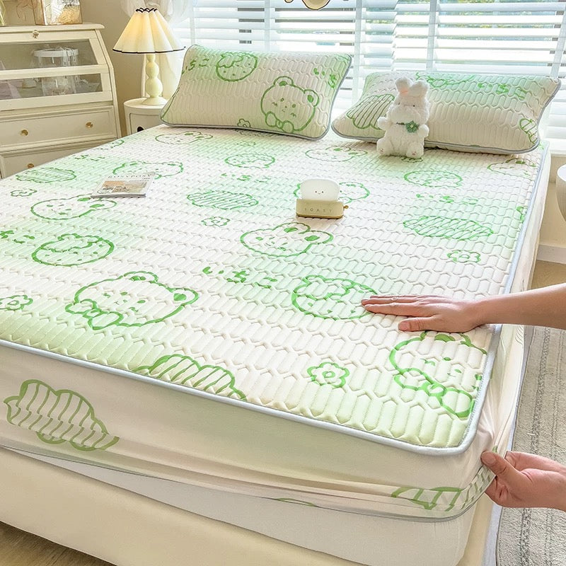 Ice silk latex cool mat three-piece set bed sheet summer bedspread single piece children baby air conditioning mat cool pad washable