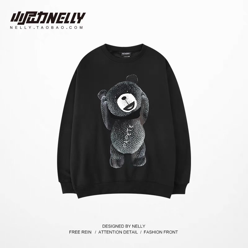Sweatshirt men's round neck pullover coat Korean style trendy loose velvet bottoming shirt ins Hong Kong style couple tops (N0925)