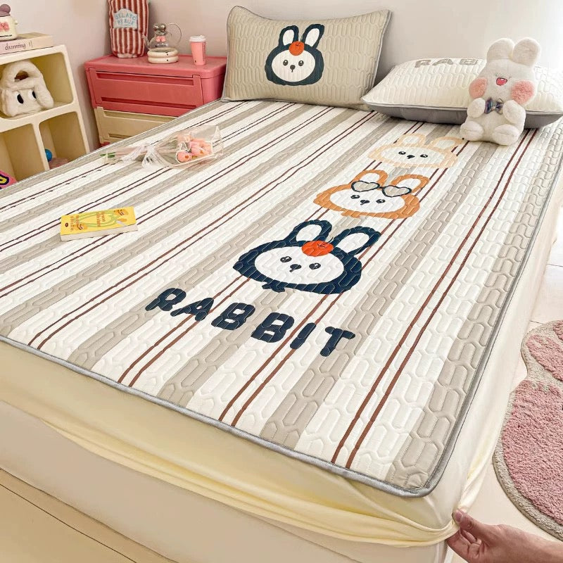 Summer ice silk latex cool mat three-piece bed sheet 2024 new dormitory single air conditioning soft mat machine washable