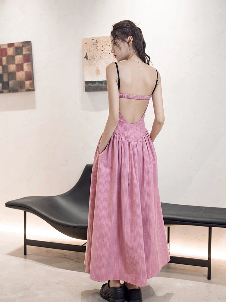 MOXIMOXI summer new Chinese embroidered cotton long backless suspender holiday dress