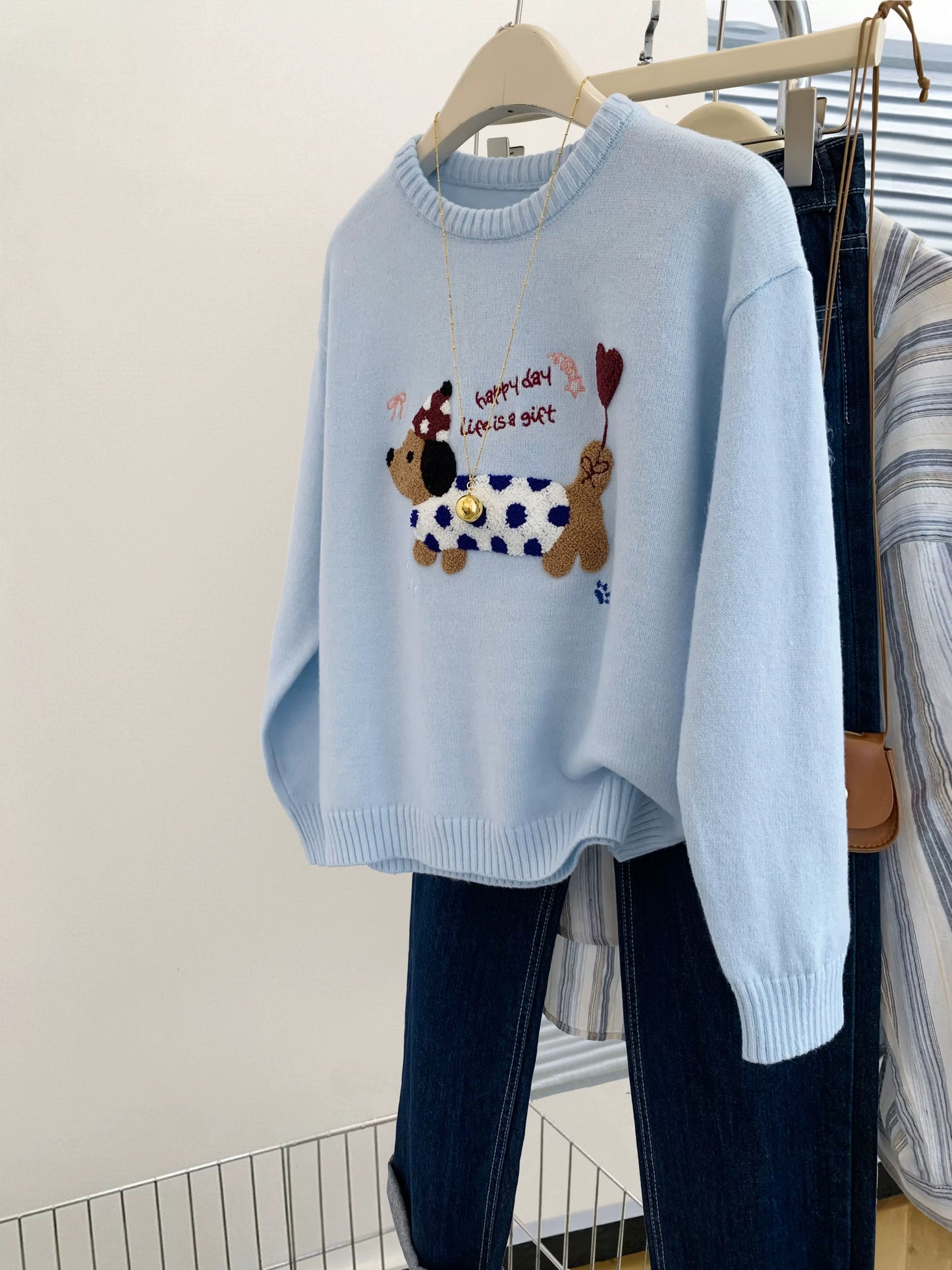 style bow-knitted sweater cardigan coat for women in early autumn straight shoulder French design short outerwear