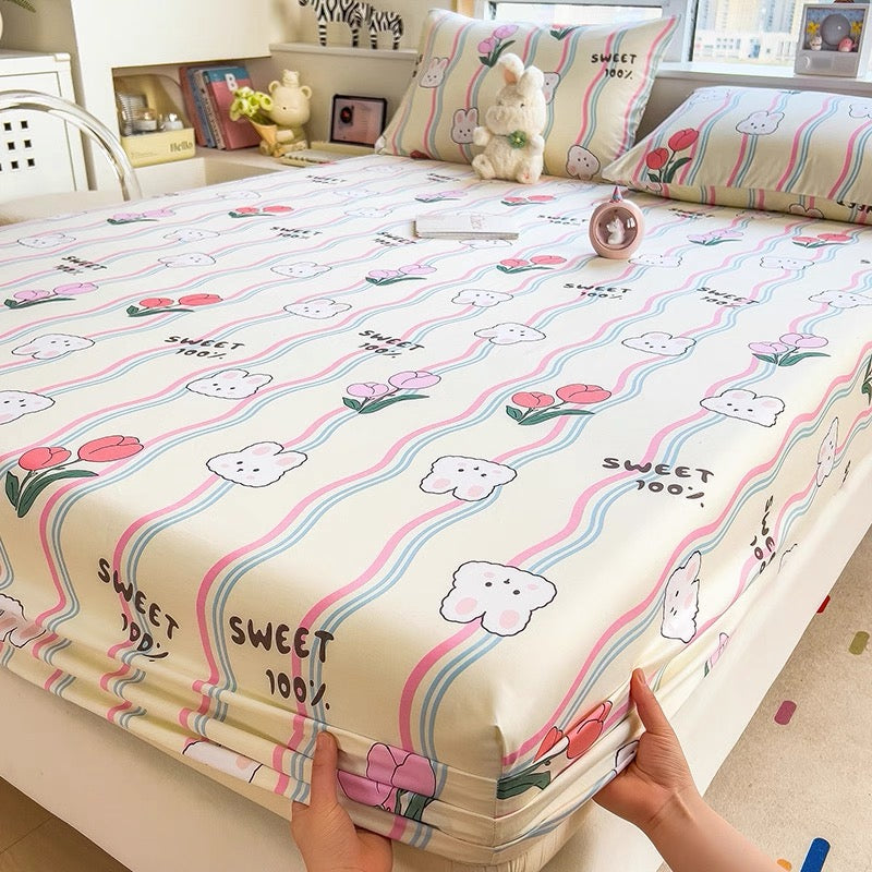 A-grade mother and baby grade pure cotton fitted sheet, single piece, pure cotton mattress protector, bed cover, dust cover, bed cover, 1.5 three-piece set