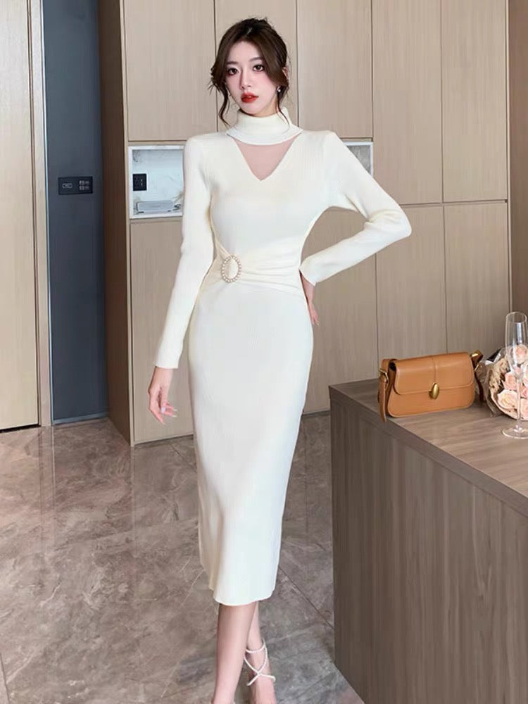 Long-sleeved knitted dress for women, autumn new style, slim fit, lady Lee Nhi Boutique Long-sleeved knitted dress for women, autumn new style, slim fit, lady Lee Nhi Boutique