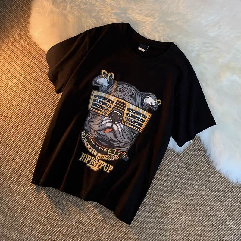 2023 new trendy brand personalized cartoon animation pure cotton short-sleeved men's and women's t-shirts trendy Korean student half-sleeved tops (T0671)