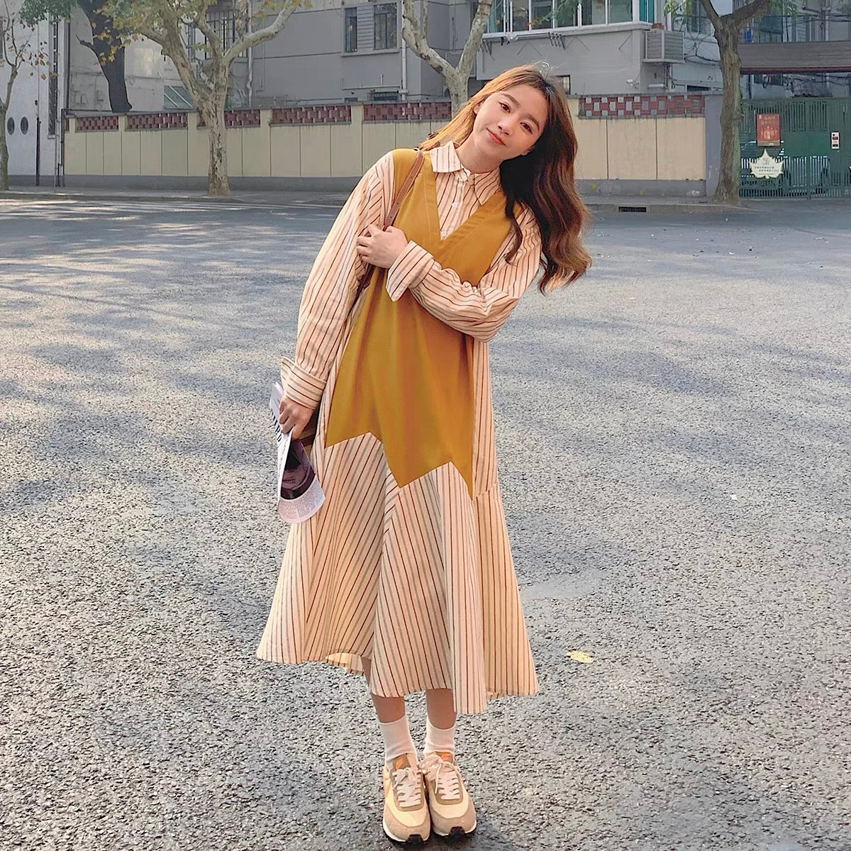 Chic design splicing dress for women in early autumn 2022 new Korean s Lee Nhi Boutique Chic design splicing dress for women in early autumn 2022 new Korean s Lee Nhi Boutique