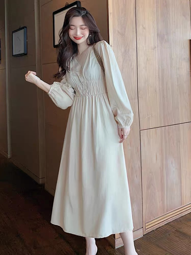 2023 new autumn women's clothing retro blue skirt light luxury niche street-popular dress design sense to reduce age (D5554)