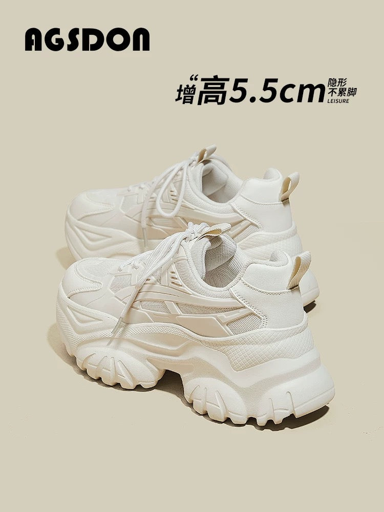Thick-soled dad shoes for women 2025 new summer thin breathable mesh height-enhancing sports white casual versatile shoes