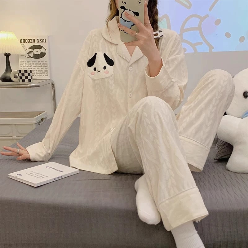 Pajamas women summer cardigan long-sleeved trousers suit summer ladies 2024 new cartoon spring autumn winter home clothes