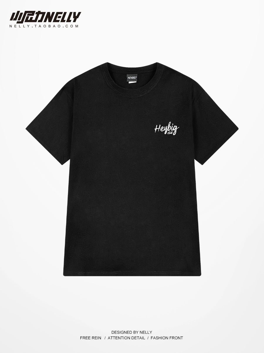 Tide brand t-shirt men 2023 new short-sleeved summer clothes tops pure cotton loose white T-shirt round neck half-sleeved men's models