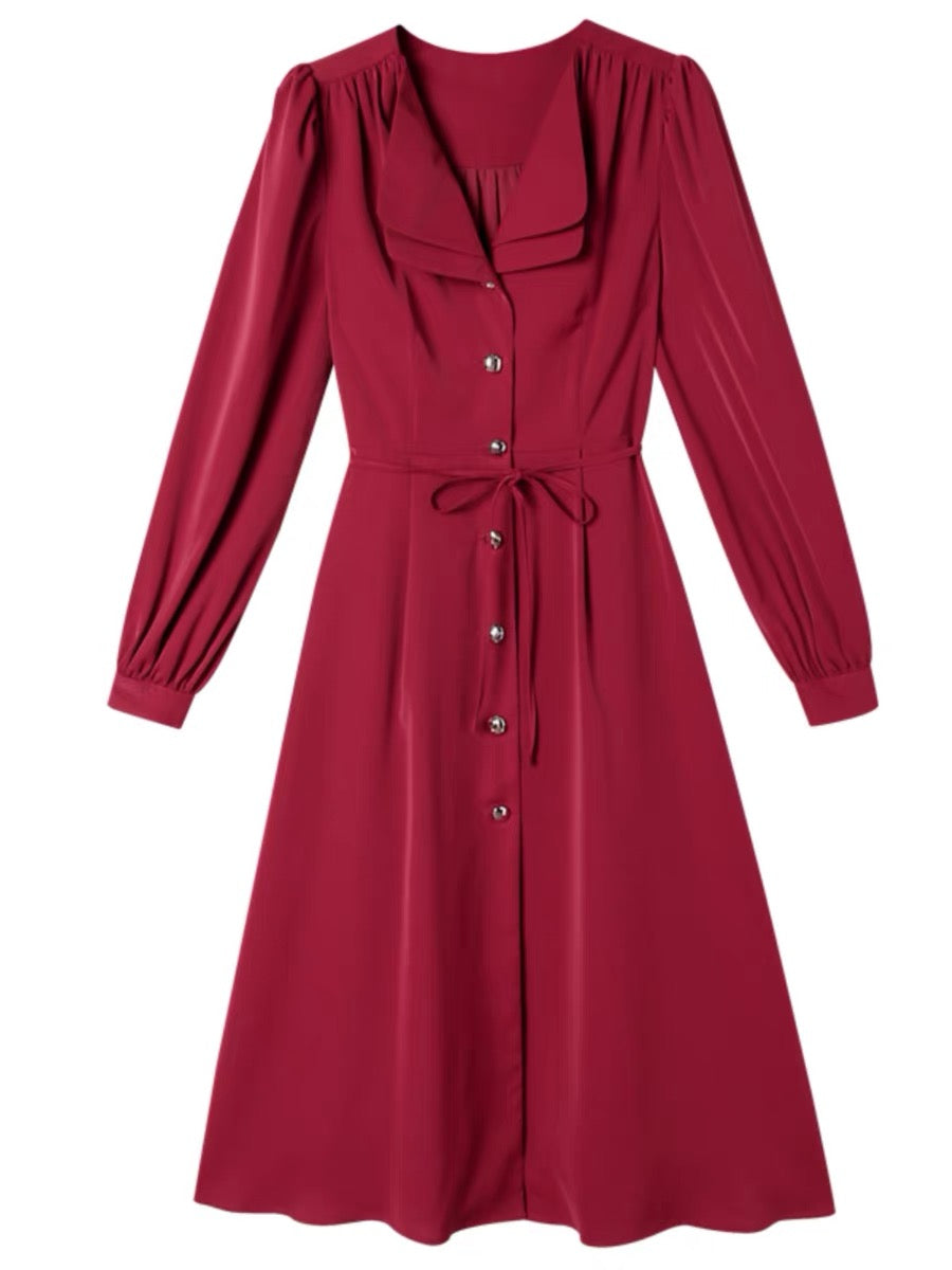 Goddess Style Red Dress 2023 Autumn New Women's Mid-Length Waist Style Slimming Zodiac Year Skirt