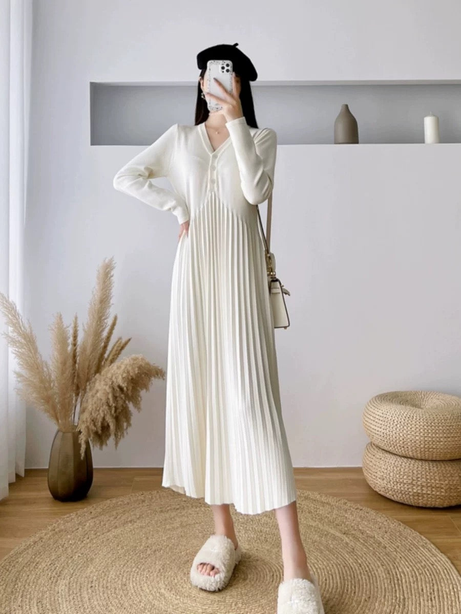 French Elegant Knitted Dress Women's Autumn and Winter Waist Slimming Lee Nhi Boutique French Elegant Knitted Dress Women's Autumn and Winter Waist Slimming Lee Nhi Boutique