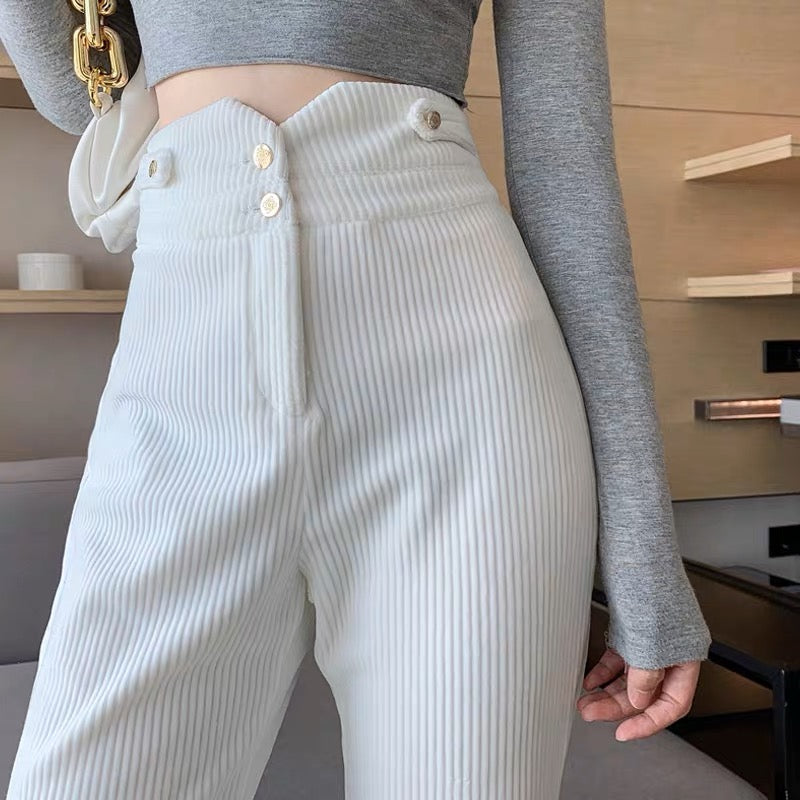 White slit wide-leg pants for women in autumn and autumn new style