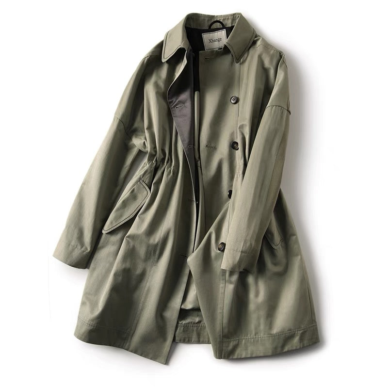 のxiaohange high-end cotton autumn 2023 new women's double-breasted windbreaker jacket FYB661837AG