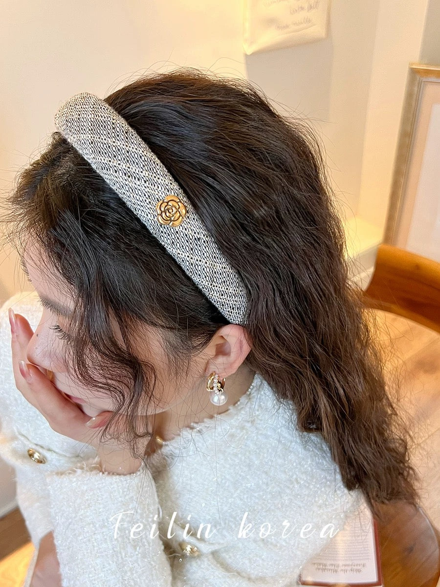 Camellia Xiaoxiangfeng hairpin headband 2023 Internet celebrity new headwear hair bundle autumn and winter high skull headband women's style