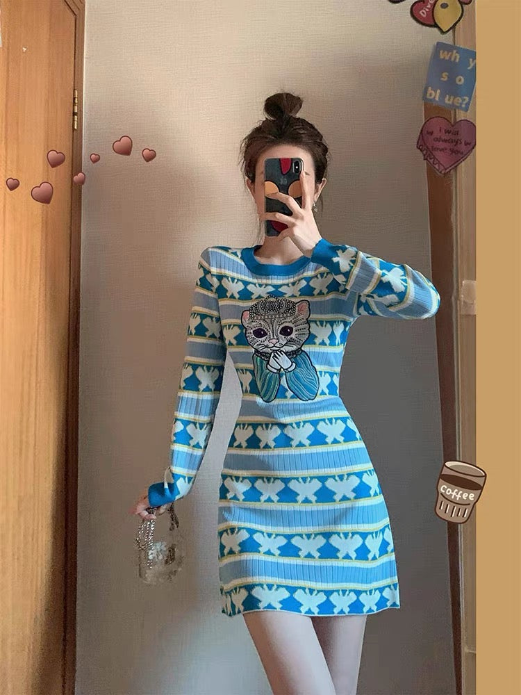 MUEL Original ◆ Casual long-sleeved dress for women in early spring 2023 new style for small people, age-reducing waist and slimming skirt T3492