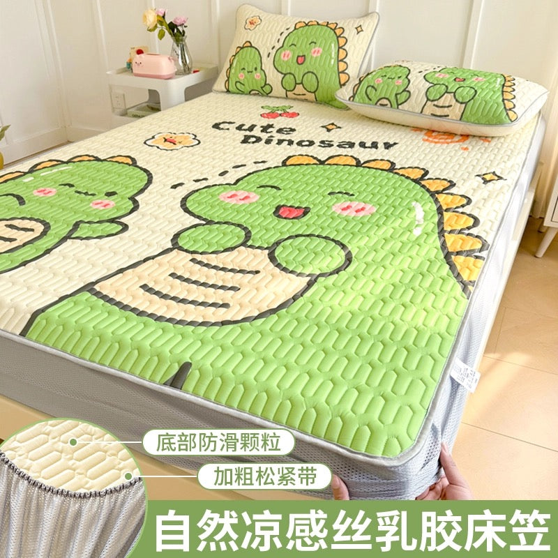 Ice silk latex cool mat three-piece set bed sheet summer bedspread single piece children baby air conditioning mat cool pad washable