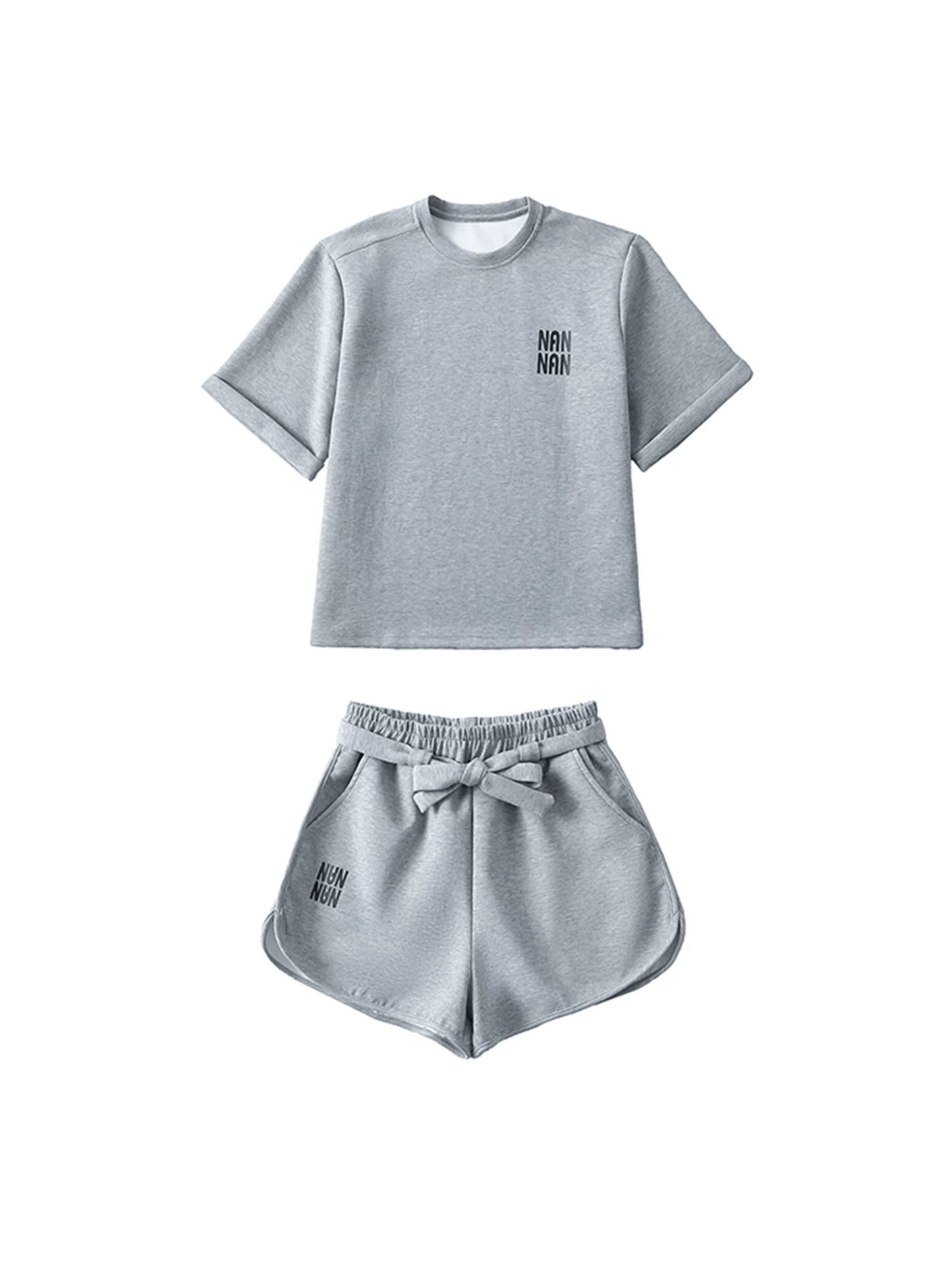 Comfortable! Summer street shooting casual sports short-sleeved T-shirt tops loose lazy wide-leg shorts two-piece set