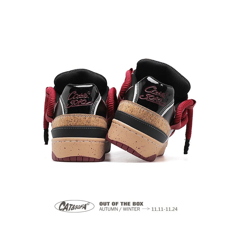 [Same style as Ao Ruipeng] First release of CAT&SOFA/cat and sofa cork wine red new national trend couple sneakers